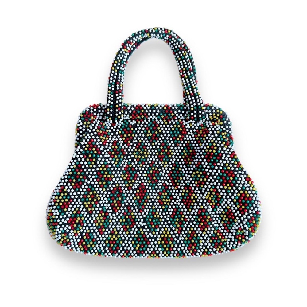 Vintage 50s multicolor beaded mini bag
